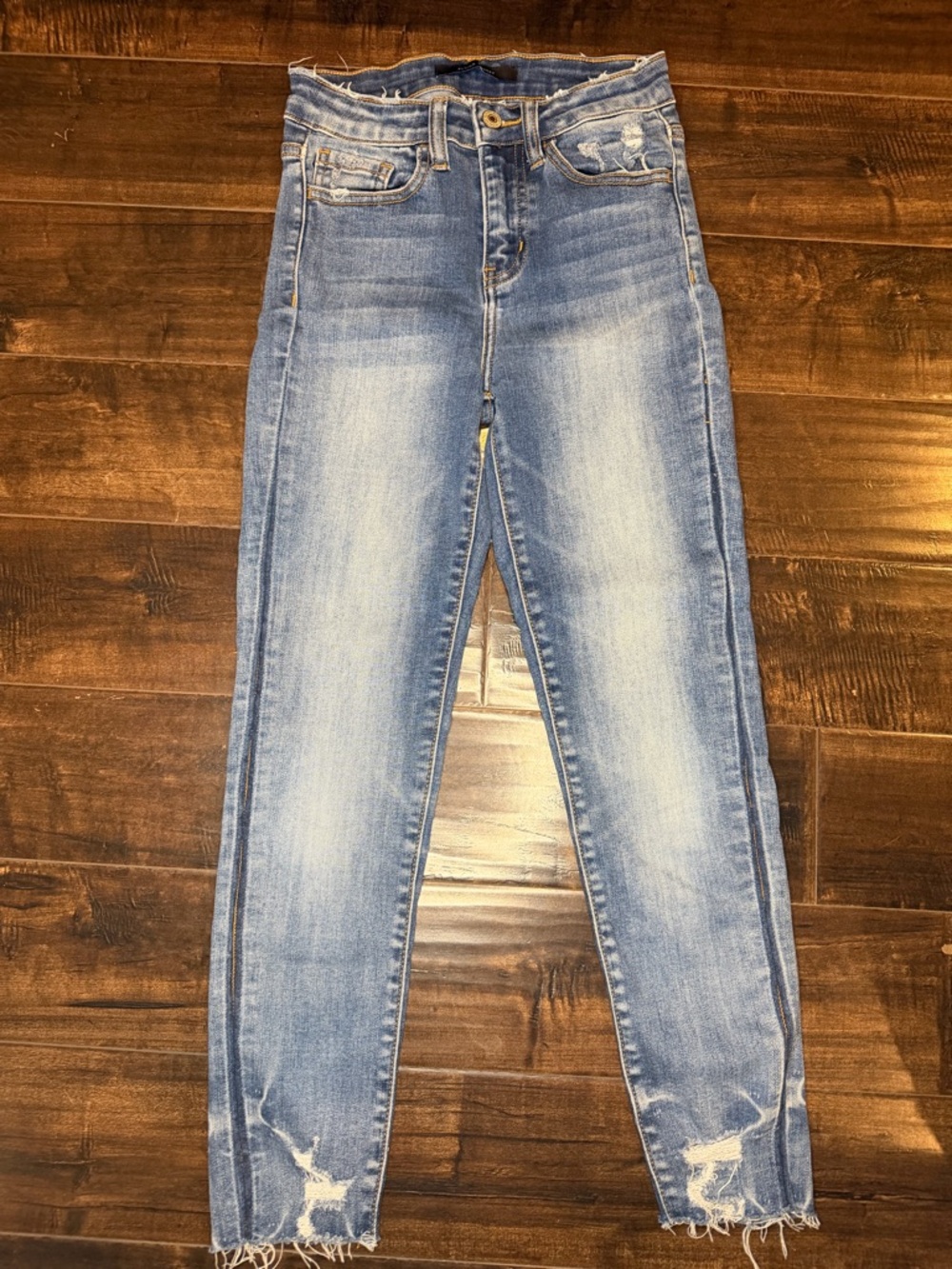 Flying Monkey High Rise Ankle Skinny Jeans Size 24 Distressed Raw Hem Y3410A